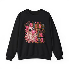 'Bling It On Boo' Pink Ghost Halloween Crewneck Sweatshirt
