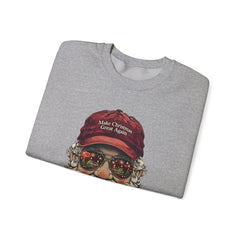 Santa With 'Make Christmas Great Again' Cap Crewneck Sweatshirt