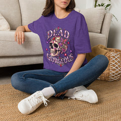 "Dead Gorgeous" T‑Shirt- Skull Floral- Halloween Vibes