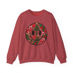 Christmas Smiley Crewneck Sweatshirt — Festive Holiday Smile Graphic