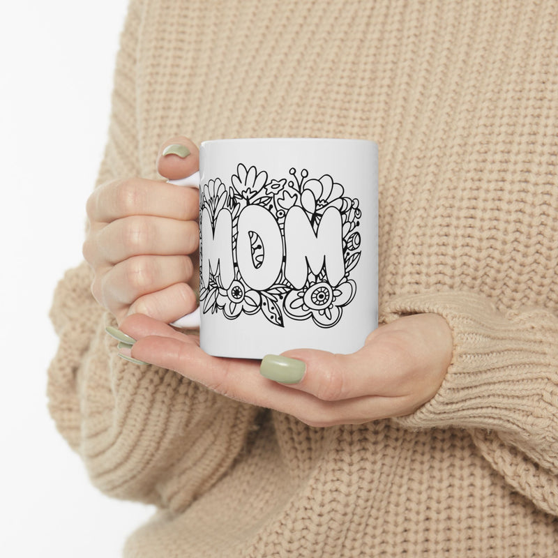 Floral 'Mom' Ceramic Mug - Perfect Gift for Mother's Day & Everyday Use