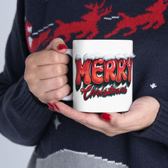 Merry Christmas Ceramic Mug (11oz & 15oz) — Festive Snow-Capped Holiday Coffee Cup