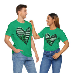 St. Patrick's Day Heart Tee - Unisex Jersey Short Sleeve Shirt with Clover Design