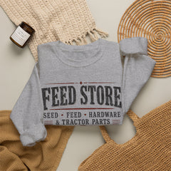 Feed Store Crewneck Sweatshirt — Vintage Farmhouse Seed & Feed Graphic - Southern Heritage
