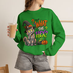 Halloween Cat 'What the Hex?' Crewneck Sweatshirt