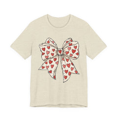 Heart Bow T-Shirt — Cute Valentine’s Day Tee with Red Heart Pattern