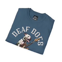 FB Rockstar Dog Unisex T-Shirt - Deaf Dogs Definitely Rock on Electric Guitars Design