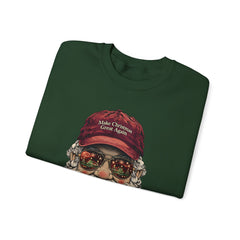 Santa With 'Make Christmas Great Again' Cap Crewneck Sweatshirt