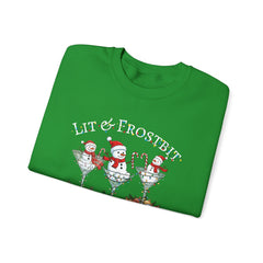 Lit & Frostbit Design | Festive Christmas Martinis, Winter Parties, Snowman Apparel, Christmas Party Sweatshirt