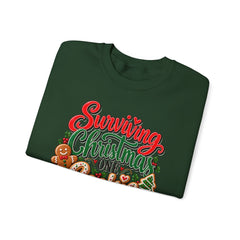 "Surviving Christmas One Cookie at a Time" Cozy Holiday Christmas Crewneck