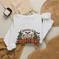 Camp Creep-It-Real Sweatshirt — Retro Spooky Camping Crewneck - Halloween Vibes