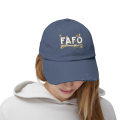 Distressed Cap with FAFO Design – Casual Trendy Hat FIZZ AROUND AND FIND OUT