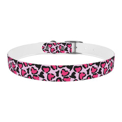 Dog Collar- Pink Leopard Print Hearts