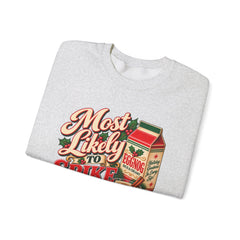 Eggnog Crewneck Sweatshirt – “Most Likely to Spike the Eggnog” Holiday Sweater