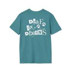 FB Rockstar Dog Unisex T-Shirt - Deaf Dogs Definitely Rock on Electric Guitars Design