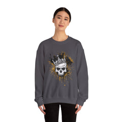 Skeleton King Crewneck Sweatshirt w/Black & Gold Splatter Design