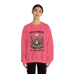 Skeleton Coffee Sweatshirt, Dead Inside But Caffeinated Crewneck, Halloween Gift, Unisex Fall Apparel, Cozy Lounge Wear