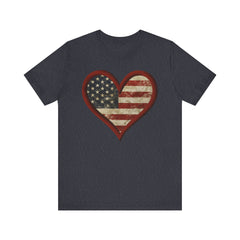 Patriotic Heart Tee - Love USA, American Pride Shirt, 4th of July, Independence Day, Memorial Day, Gift for Her