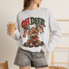 Oh Deer Christmas Sweatshirt — Cute Reindeer Holiday Crewneck