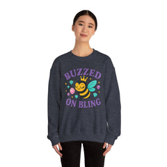 Buzzed on Bling Crewneck Sweatshirt by Gildan - Fun Gift for Bee Lovers, Jewelry Reveals