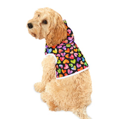 Pet Hoodie - Rainbow Hearts on Black