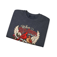 Red Birds Are Angels Crewneck Sweatshirt — Memorial Cardinal Tribute Sweater- Christmas Vibes
