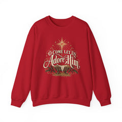 O Come Let Us Adore Him Crewneck Sweatshirt — Nativity Christmas Sweatshirt