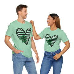 St. Patrick's Day Heart Tee - Unisex Jersey Short Sleeve Shirt with Clover Design