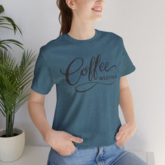 Coffee Weather T-Shirt — Script Graphic Casual Tee for Coffee Lovers