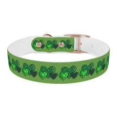 Copy of Dog Collar - Green Leprechaun Hats and Green Hearts Design