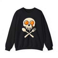 Skull & Fork Sweatshirt - Edgy Unisex Crewneck, Perfect for Food Lovers, Casual Wear, Halloween, Unique Gift