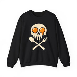 Skull & Fork Sweatshirt - Edgy Unisex Crewneck, Perfect for Food Lovers, Casual Wear, Halloween, Unique Gift