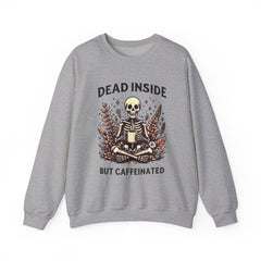 Skeleton Coffee Sweatshirt, Dead Inside But Caffeinated Crewneck, Halloween Gift, Unisex Fall Apparel, Cozy Lounge Wear