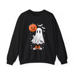 Orange Balloon Halloween Ghost Sweater | Unisex Crewneck Sweatshirt for Cozy Autumn Nights, Halloween Party, Spooky