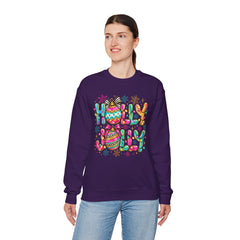 Holly Jolly Crewneck Gildan Sweatshirt — Colorful Christmas Ornament Holiday Sweater