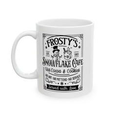 Coffee Lovers Ceramic Mug — 'Frosty's Snowflake Cafe' Vintage Mug 11oz/15oz