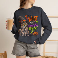Halloween Cat 'What the Hex?' Crewneck Sweatshirt