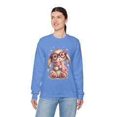 Cute Bunny Sweatshirt — Heart Glasses Bunny Crewneck, Cozy Valentine Pullover