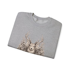Deer Mandala Crewneck Sweatshirt — Vintage Stag Floral Graphic