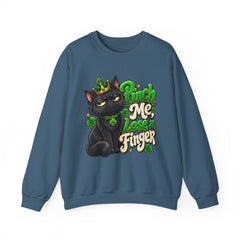 St. Patrick’s Black Cat Sweatshirt  "Pinch Me, Lose a Finger" Graphic Crewneck