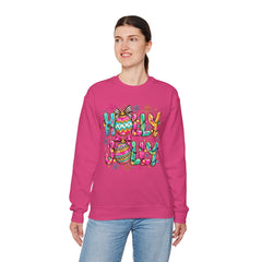 Holly Jolly Crewneck Gildan Sweatshirt — Colorful Christmas Ornament Holiday Sweater
