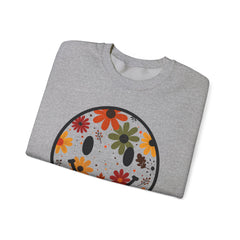 Floral Smile Sweatshirt — Retro Fall Flowers Smiley Crewneck