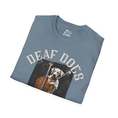 FB Rockstar Dog Unisex T-Shirt - Deaf Dogs Definitely Rock Upright Bass Design