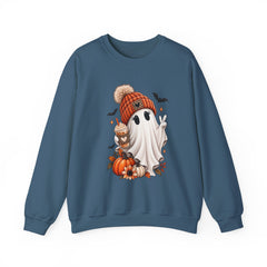Cozy Pumpkin Ghost Sweatshirt – Cute Halloween Fall Crewneck