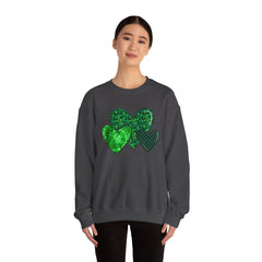 Green Heart Patterns Unisex Heavy Blend Crewneck Sweatshirt | St. Patrick's Day/Christmas