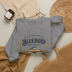 Bluebird Biscuit Co. Crewneck Sweatshirt — Vintage Bakery Logo Pullover