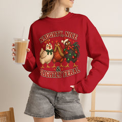 "Naughty, Nice & Slightly Feral" Holiday Christmas Crewneck Sweatshirt