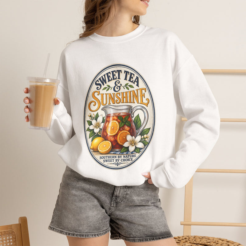 Sweet Tea & Sunshine Crewneck Sweatshirt — Southern Summer Drink Graphic
