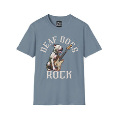 FB Rockstar Dog Unisex T-Shirt - Deaf Dogs Definitely Rock on Electric Guitars Design