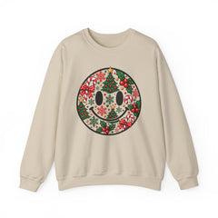 Christmas Smiley Crewneck Sweatshirt — Festive Holiday Smile Graphic